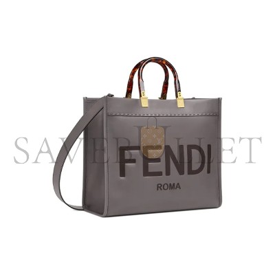 FENDI SUNSHINE MEDIUM GRAY LEATHER TOTE BAG 8BH386ABVLF1BZC (35*31*17cm)